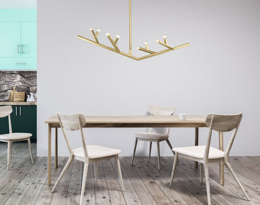The Oaks Brushed Brass Linear 8-Light Branch Chandelier