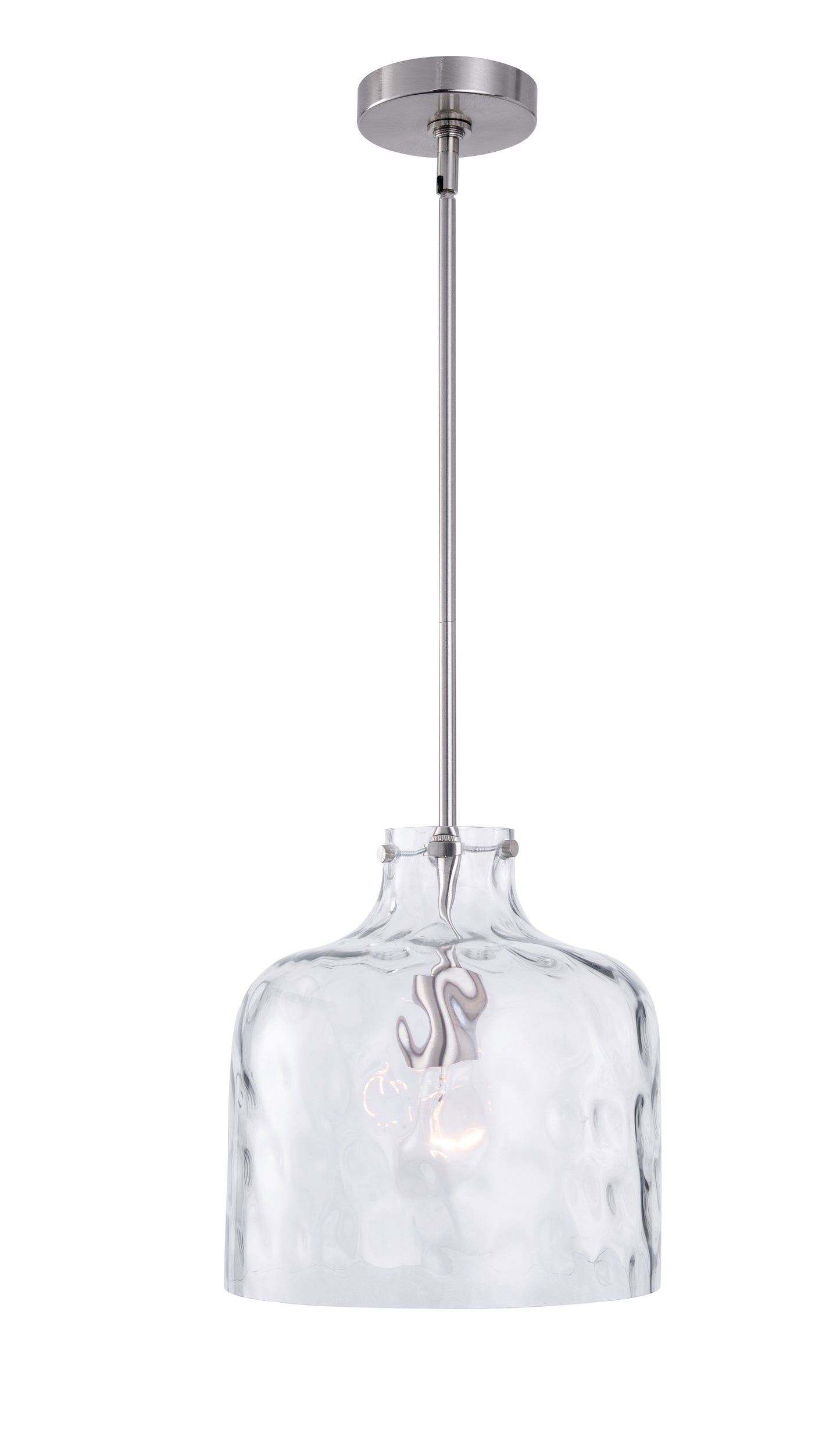 Kara Farmhouse 1-Light Textured Glass Nickel Pendant Light