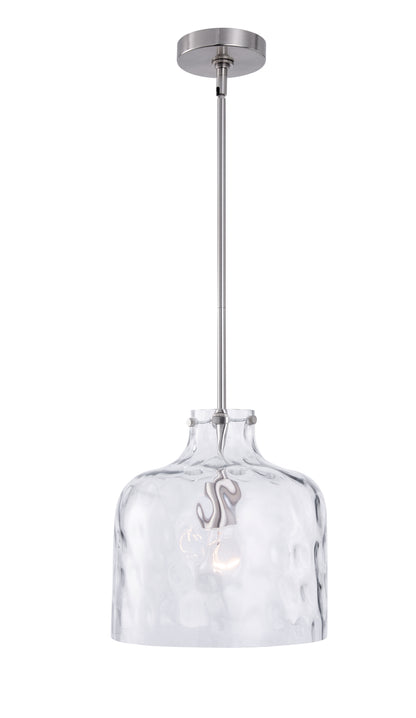Kara Farmhouse 1-Light Textured Glass Nickel Pendant Light