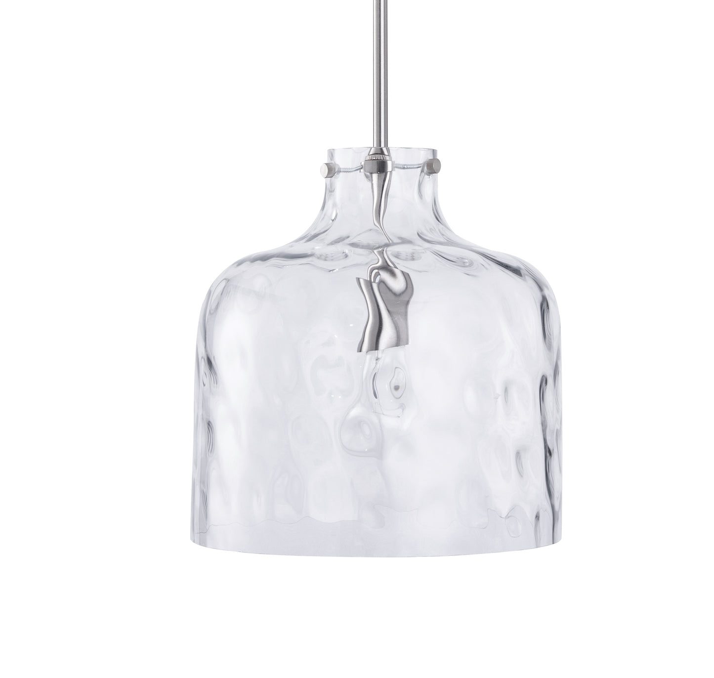 Kara Farmhouse 1-Light Textured Glass Nickel Pendant Light