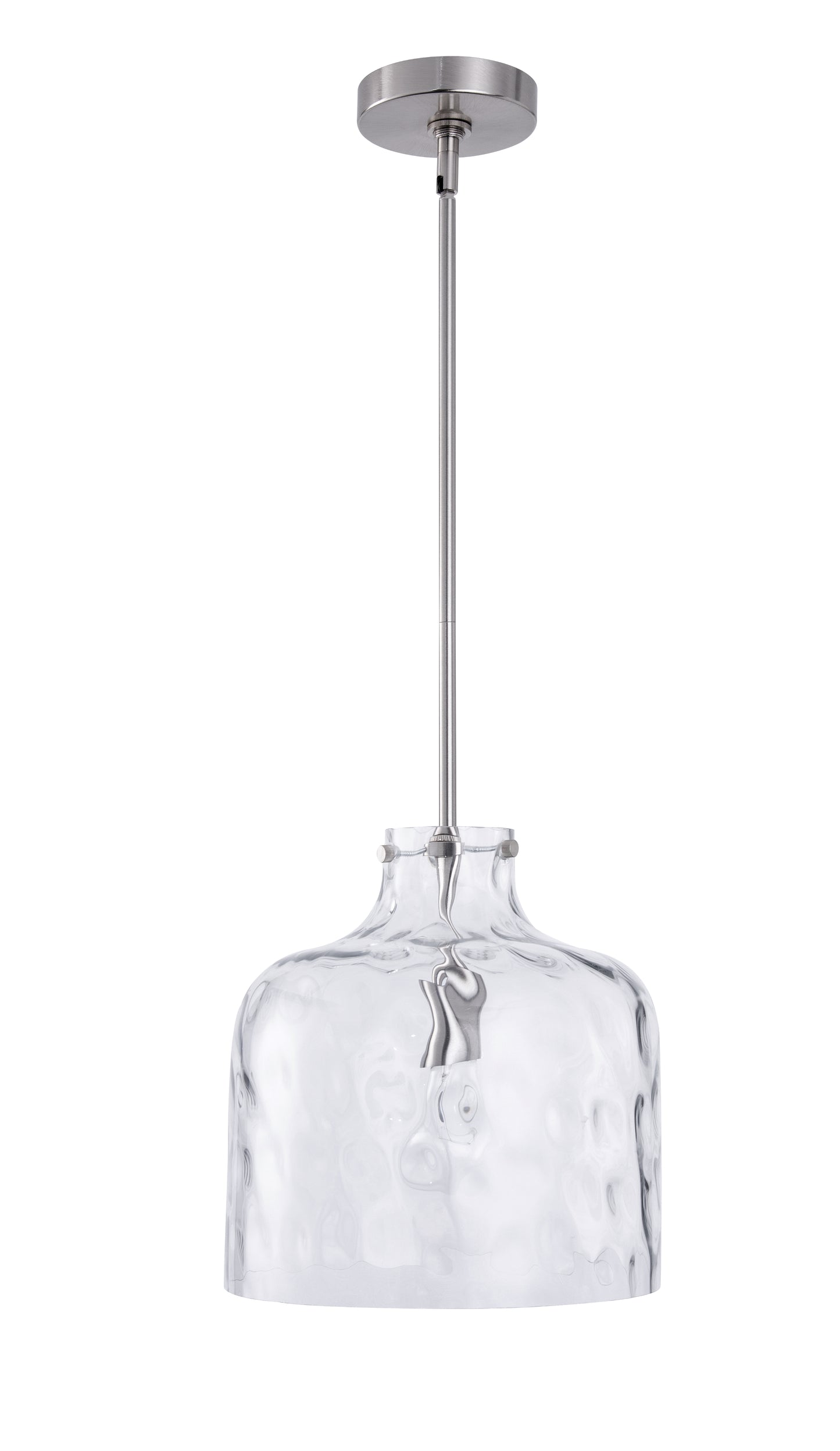 Kara Farmhouse 1-Light Textured Glass Nickel Pendant Light