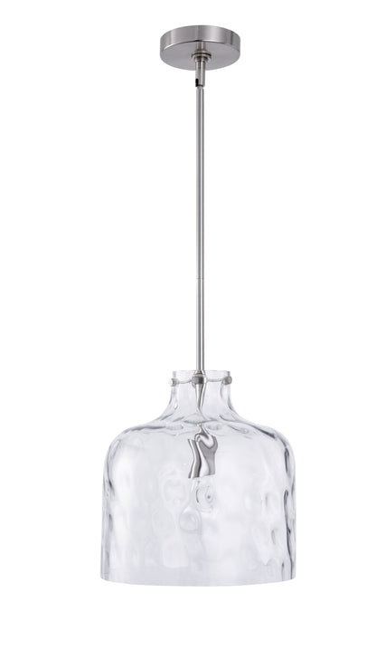 Kara Farmhouse 1-Light Textured Glass Nickel Pendant Light