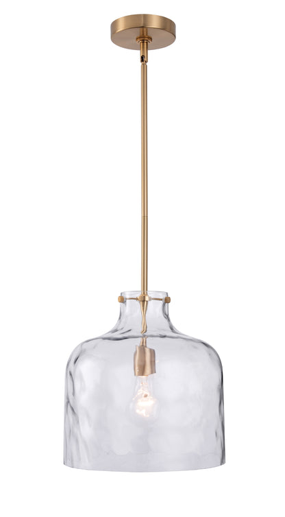 Kara Farmhouse 1-Light Textured Glass Gold Pendant Light