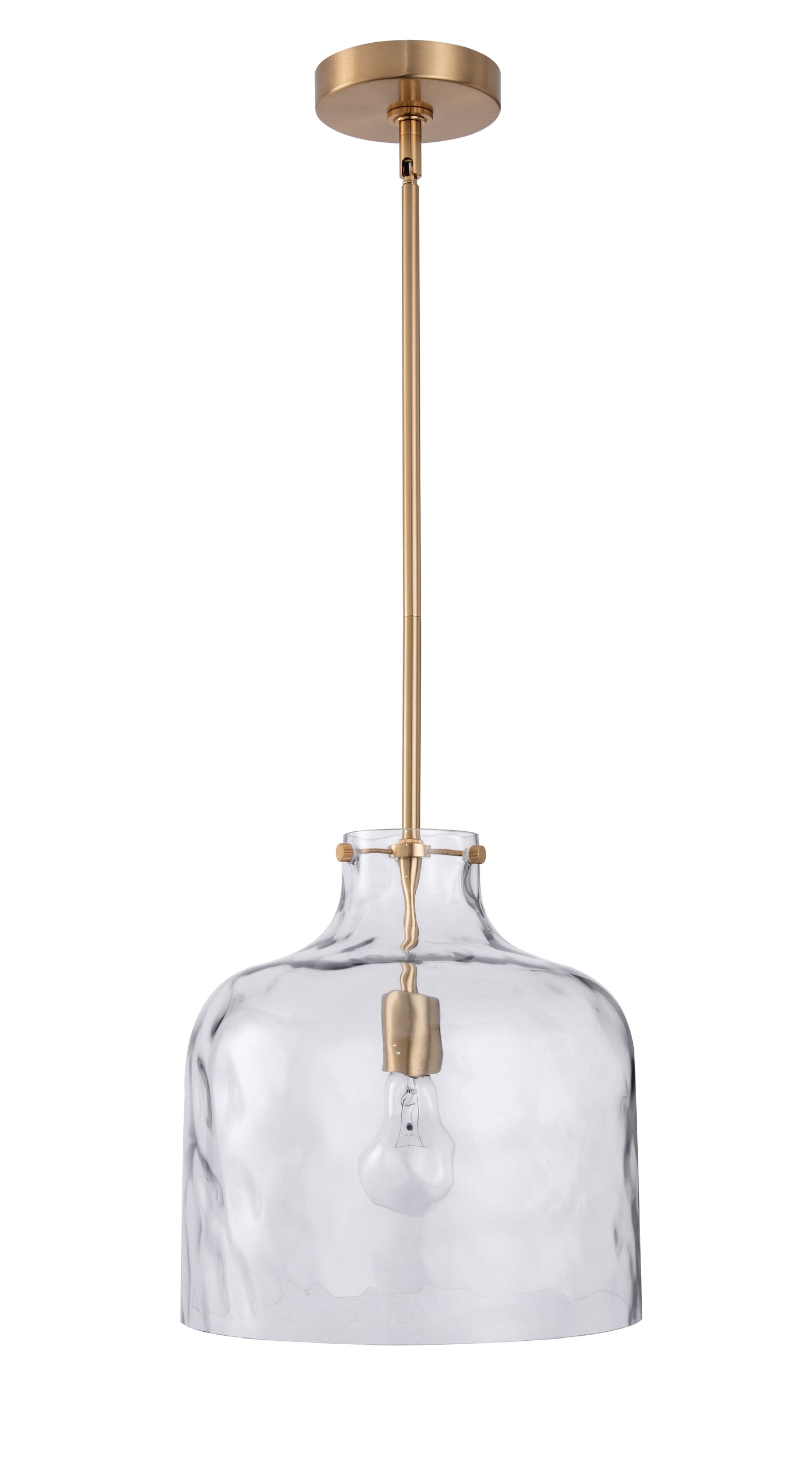Kara Farmhouse 1-Light Textured Glass Gold Pendant Light
