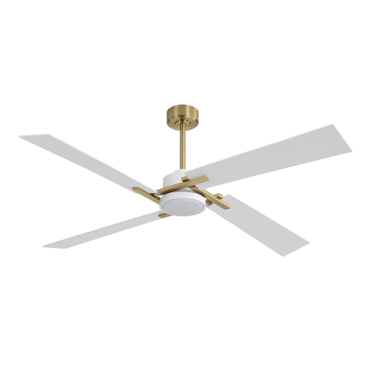 72" Gold and White Ceiling Fan with LED Light – Modern Dimmable Fan with Remote