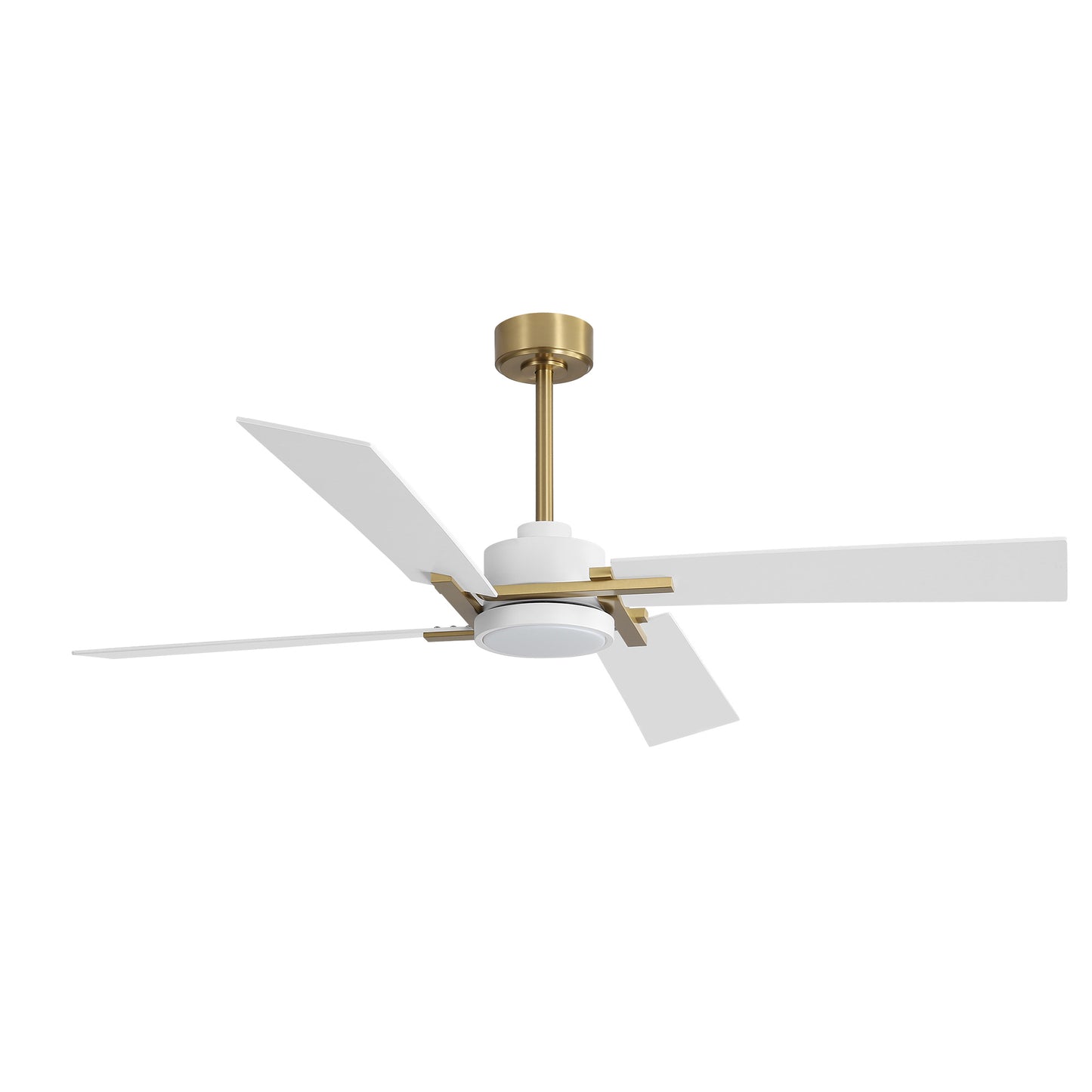 72" Gold and White Ceiling Fan with LED Light – Modern Dimmable Fan with Remote