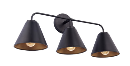 Loft Lantern Modern 3-Light Black Vanity Light