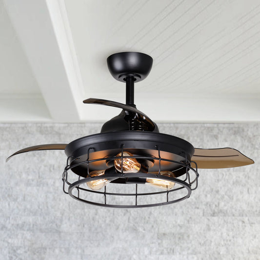 Luxe Twirl Industrial 36" Retractable ABS Blades Fandalier Ceiling Fan