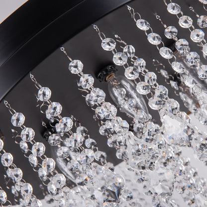Luxe Twirl 42" Modern Black Retractable 3-Blade Crystal Fandalier Ceiling Fan
