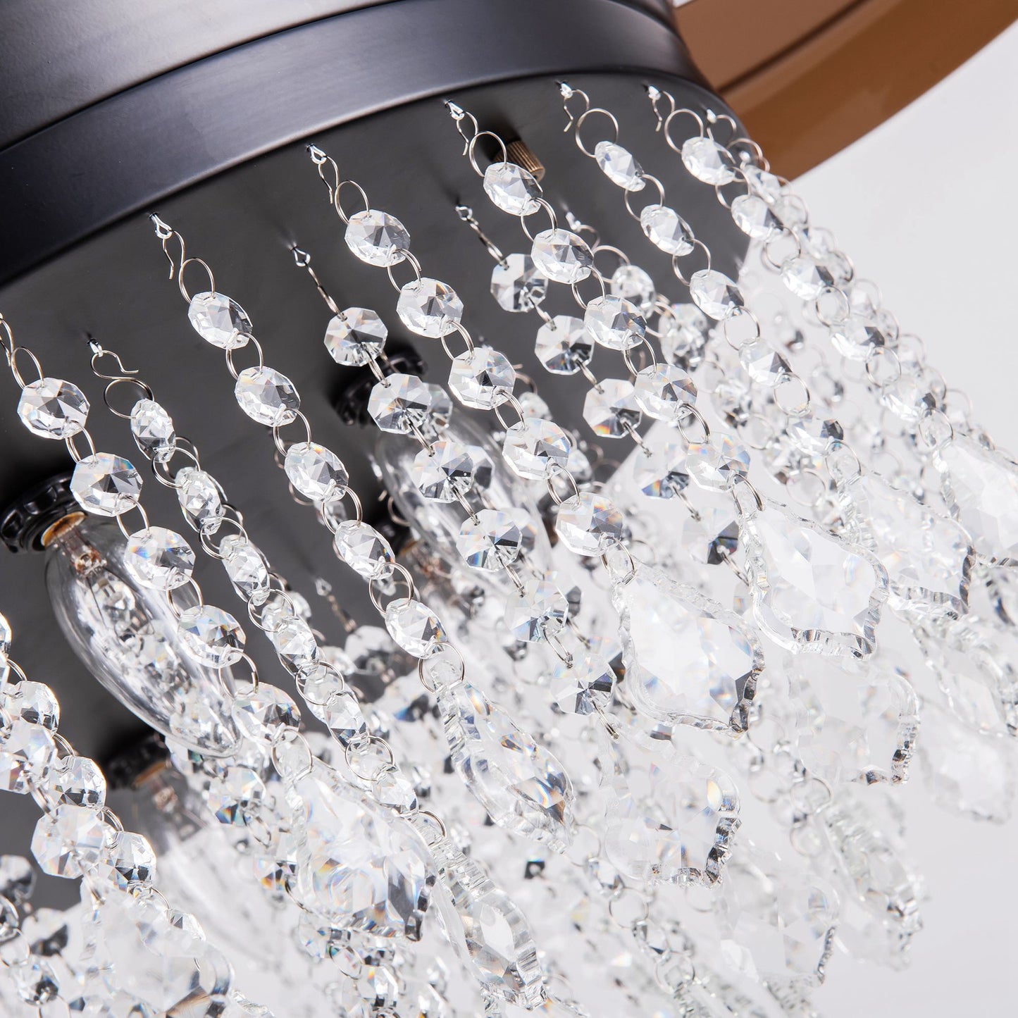 Luxe Twirl 42" Modern Black Retractable 3-Blade Crystal Fandalier Ceiling Fan