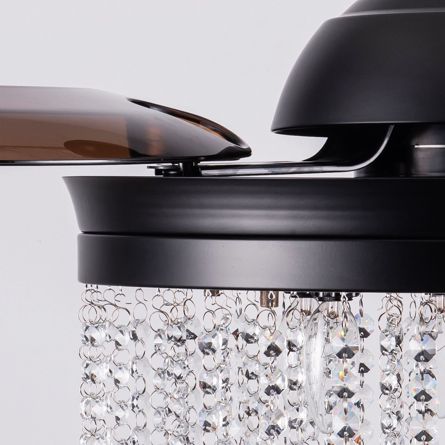 Luxe Twirl 42" Modern Black Retractable 3-Blade Crystal Fandalier Ceiling Fan