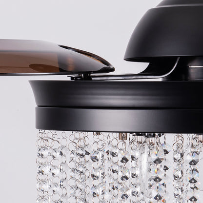 Luxe Twirl 42" Modern Black Retractable 3-Blade Crystal Fandalier Ceiling Fan