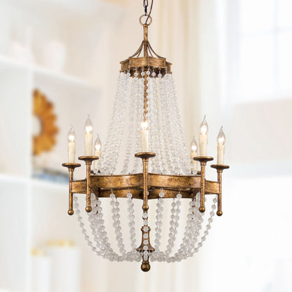 Lusteria 27" Rustic Gold 8-Light Candle Style Empire Chandelier