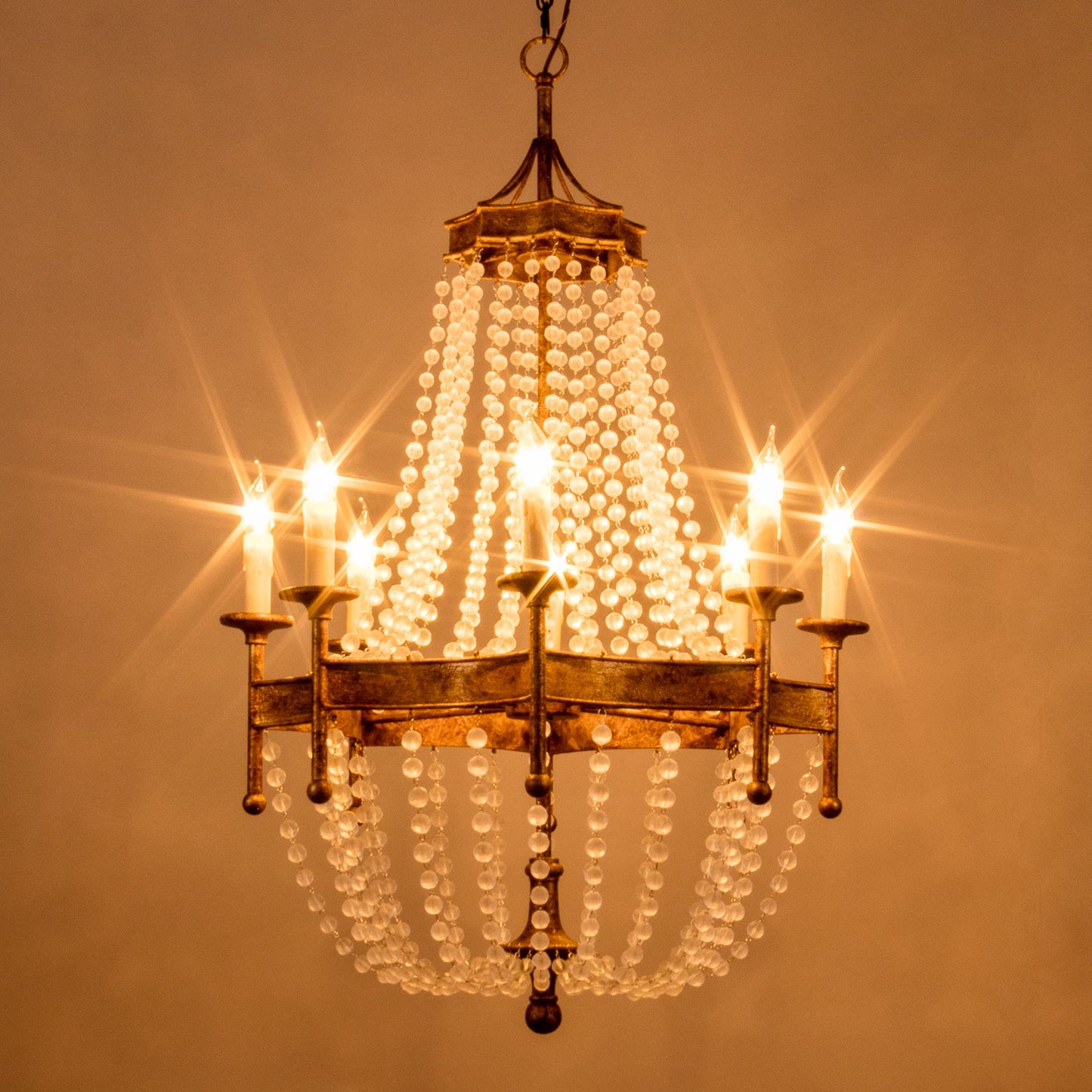 Lusteria 27" Rustic Gold 8-Light Candle Style Empire Chandelier