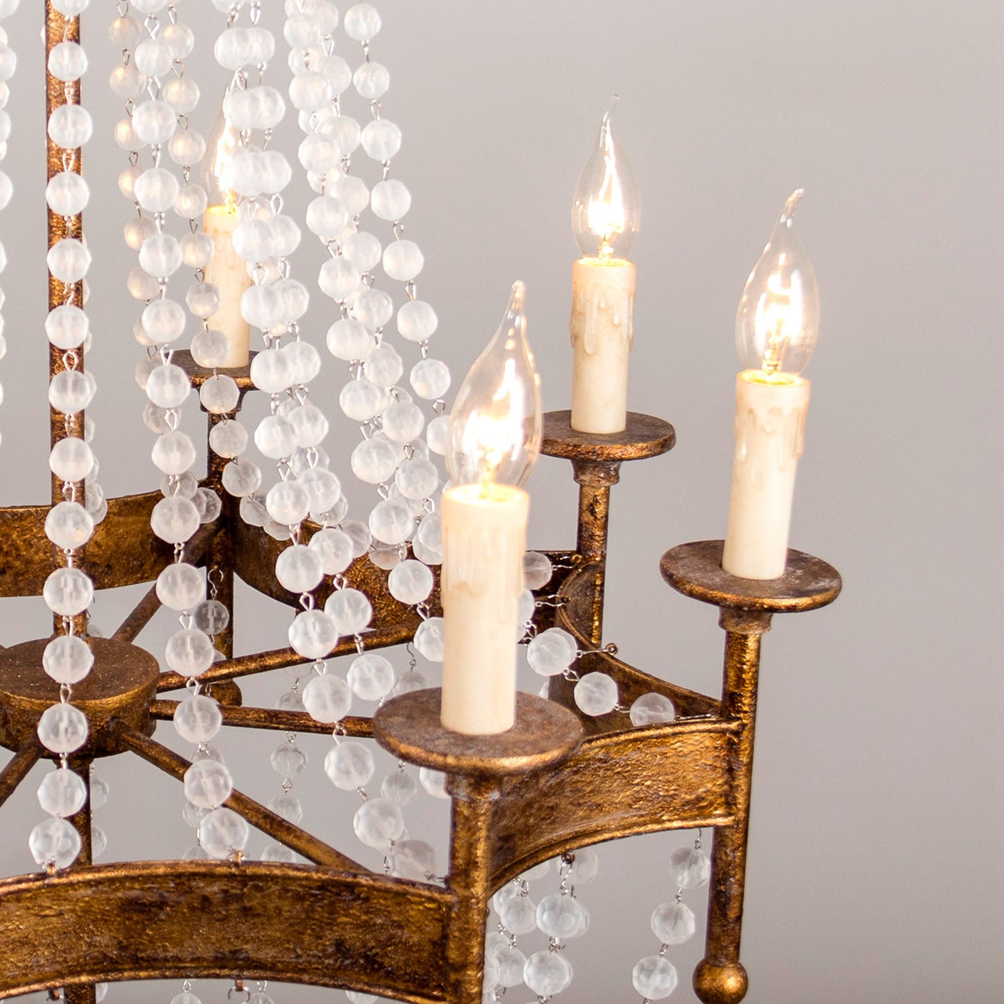 Lusteria 27" Rustic Gold 8-Light Candle Style Empire Chandelier