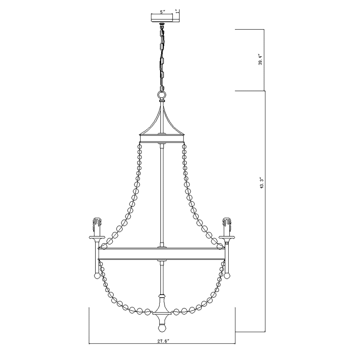 Lusteria 27" Rustic Gold 8-Light Candle Style Empire Chandelier