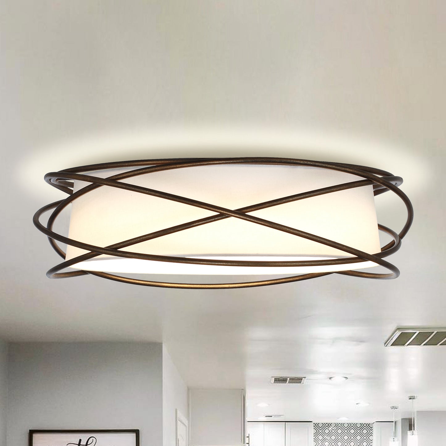 Lusteria 20" Brown Modern LED Flush Mount Ceiling Light