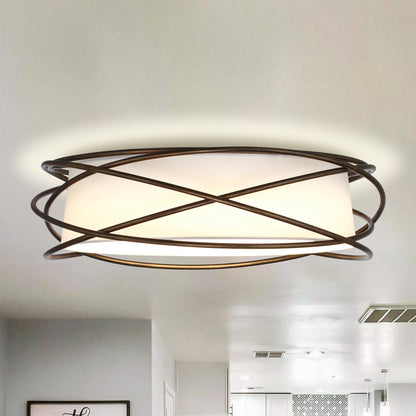 Lusteria 20" Brown Modern LED Flush Mount Ceiling Light