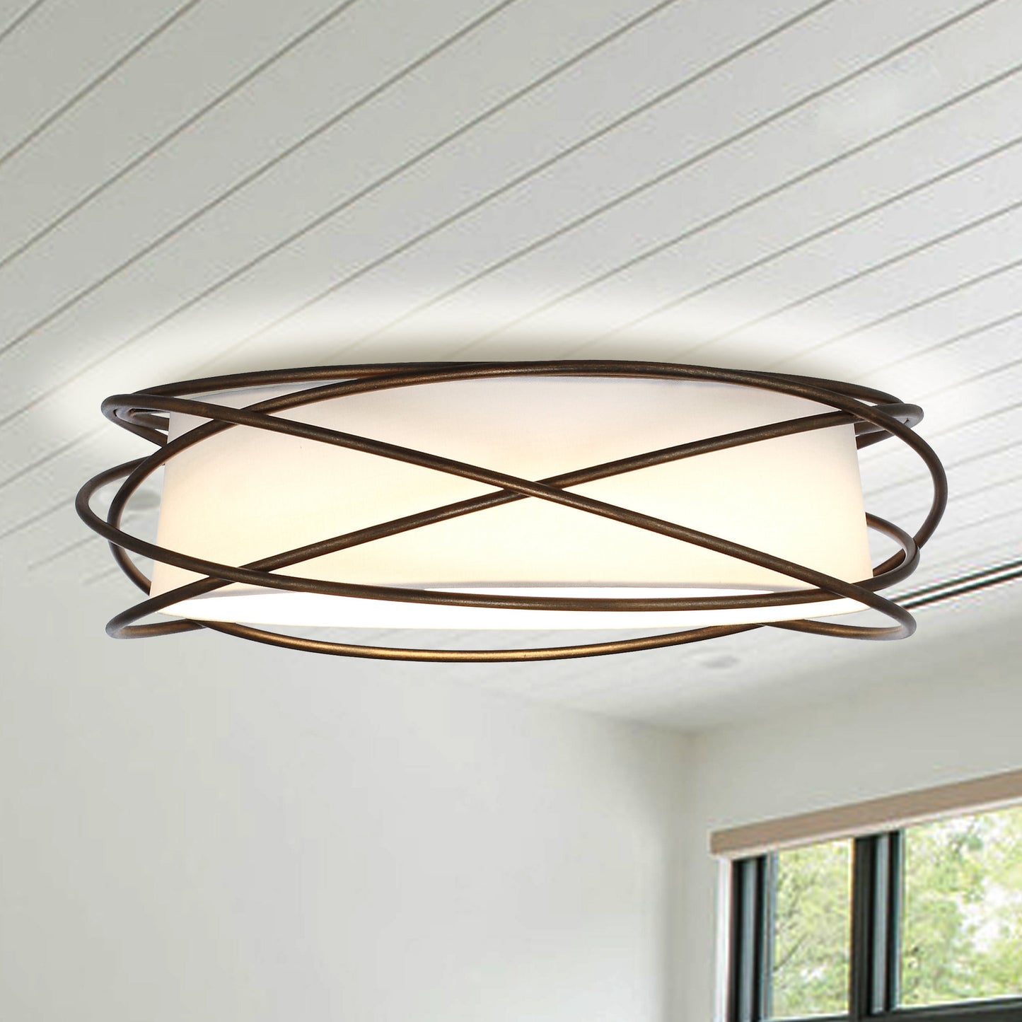 Lusteria 20" Brown Modern LED Flush Mount Ceiling Light