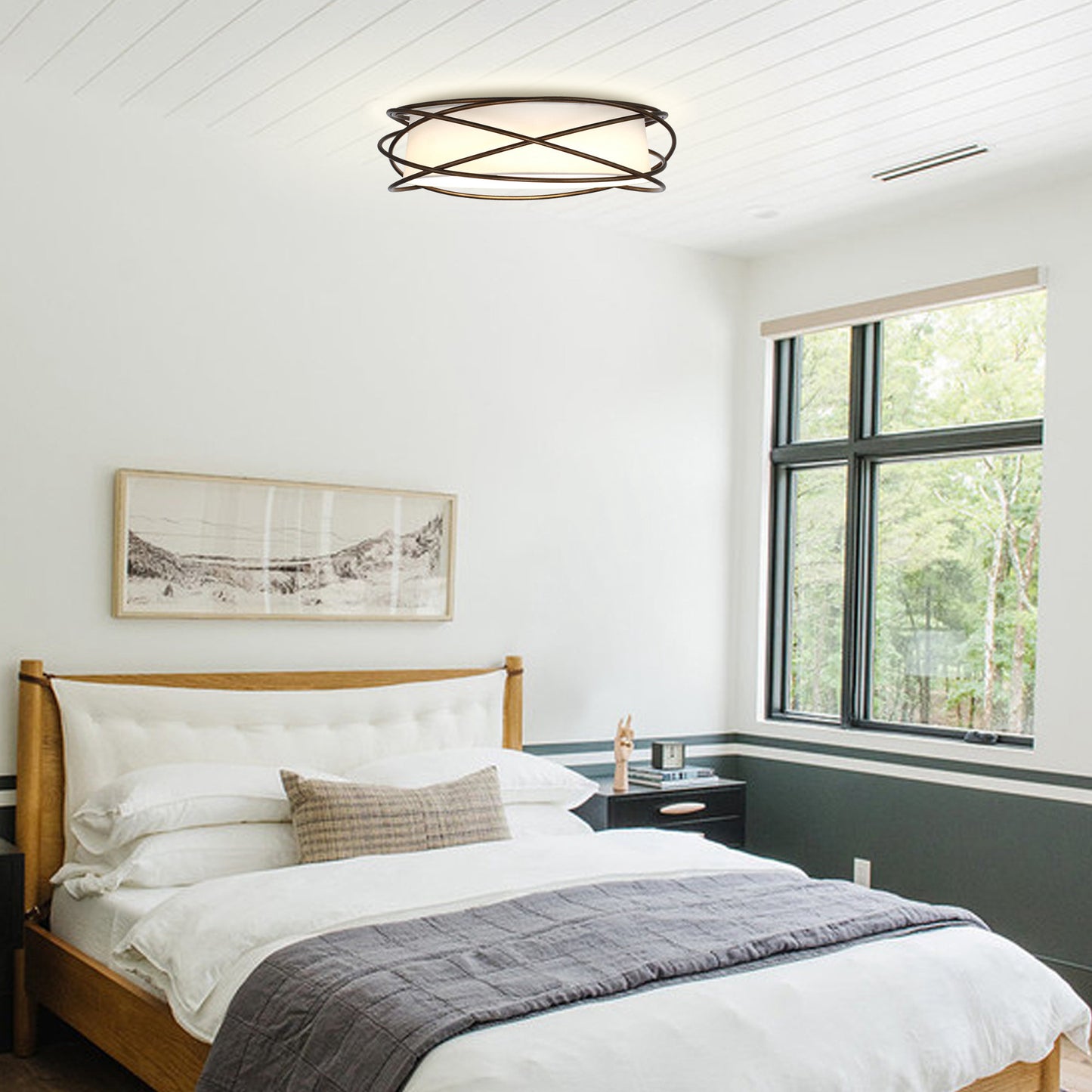 Lusteria 20" Brown Modern LED Flush Mount Ceiling Light