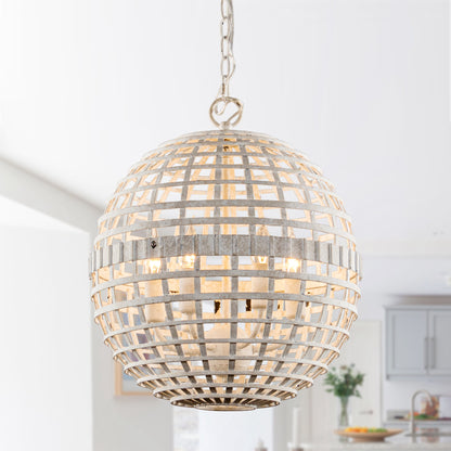 Lusteria 16" Antique White 6-Light Globe Farmhouse Chandelier