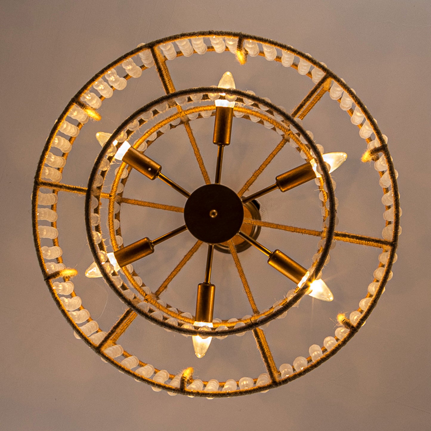 Lusteria 24" Antique Gold 6-Light Drum Farmhouse Chandelier