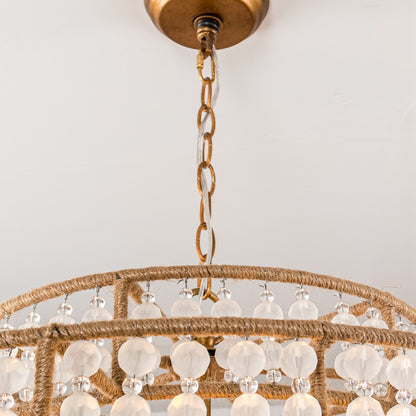 Lusteria 24" Antique Gold 6-Light Drum Farmhouse Chandelier