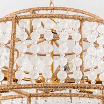 Lusteria 24" Antique Gold 6-Light Drum Farmhouse Chandelier