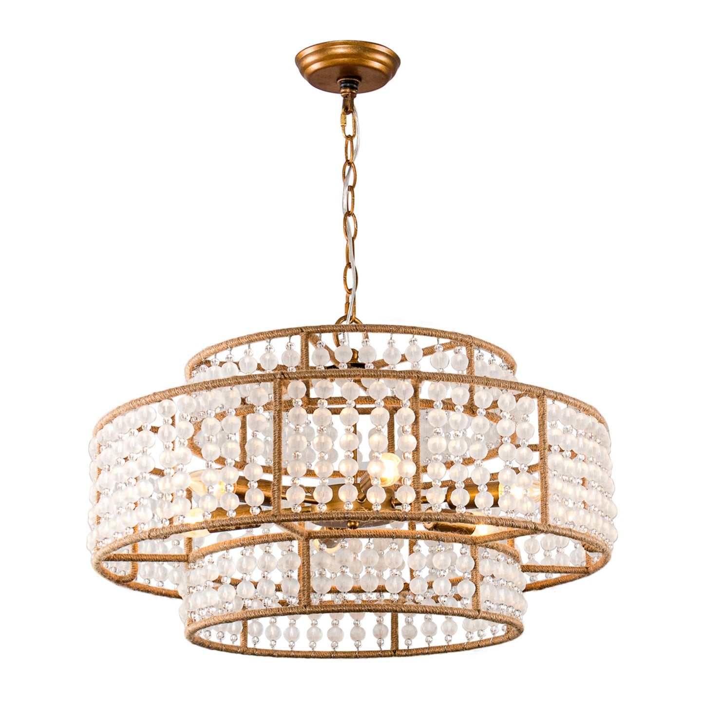 Lusteria 24" Antique Gold 6-Light Drum Farmhouse Chandelier
