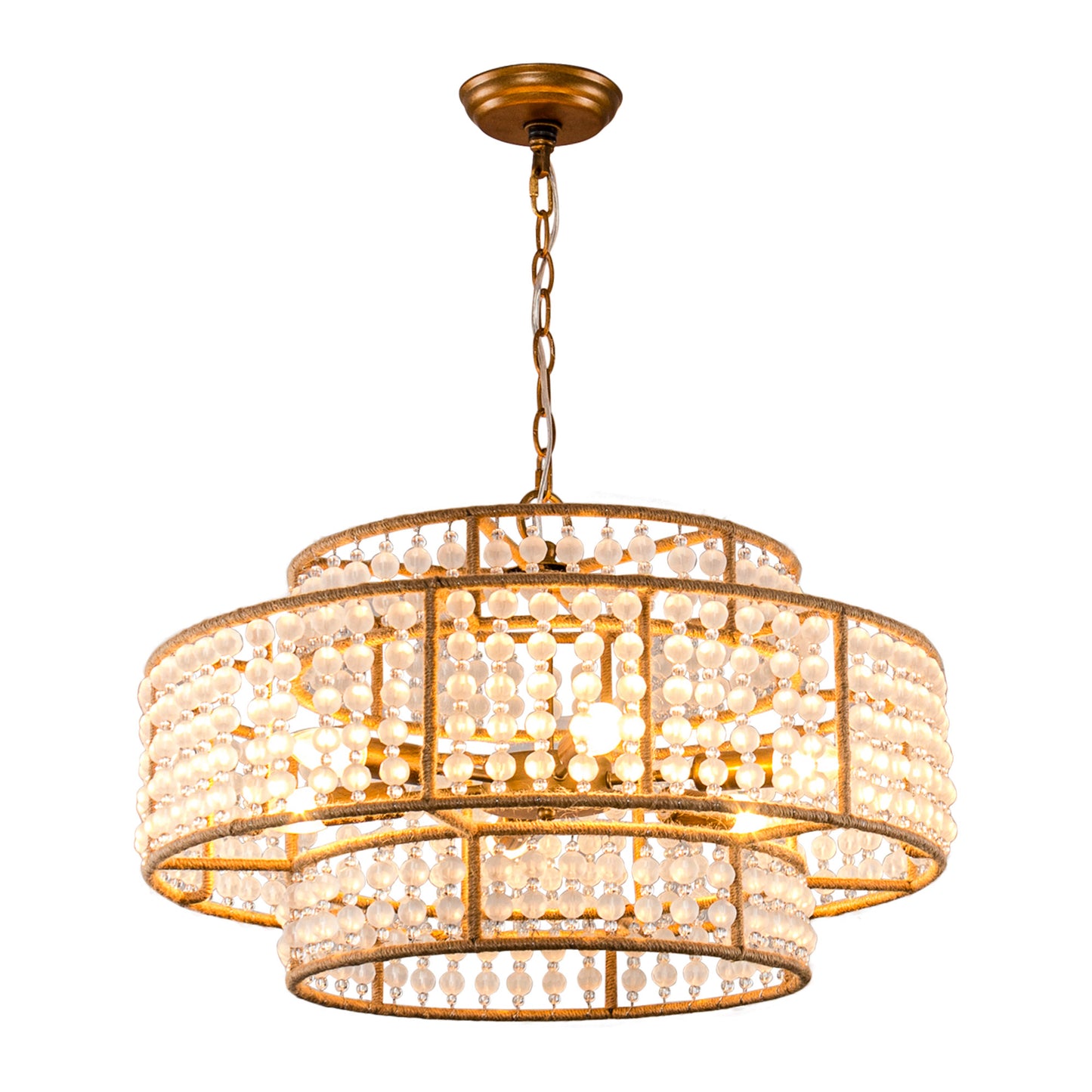Lusteria 24" Antique Gold 6-Light Drum Farmhouse Chandelier