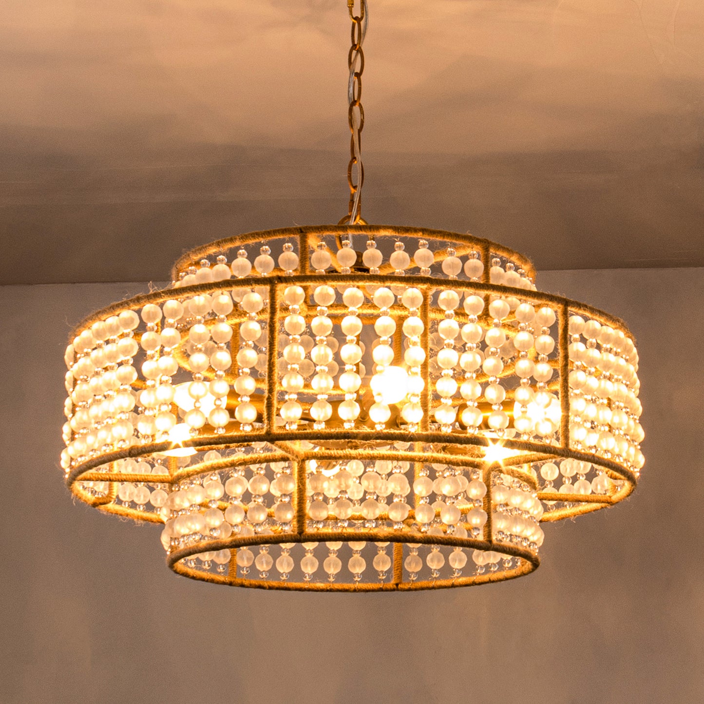Lusteria 24" Antique Gold 6-Light Drum Farmhouse Chandelier