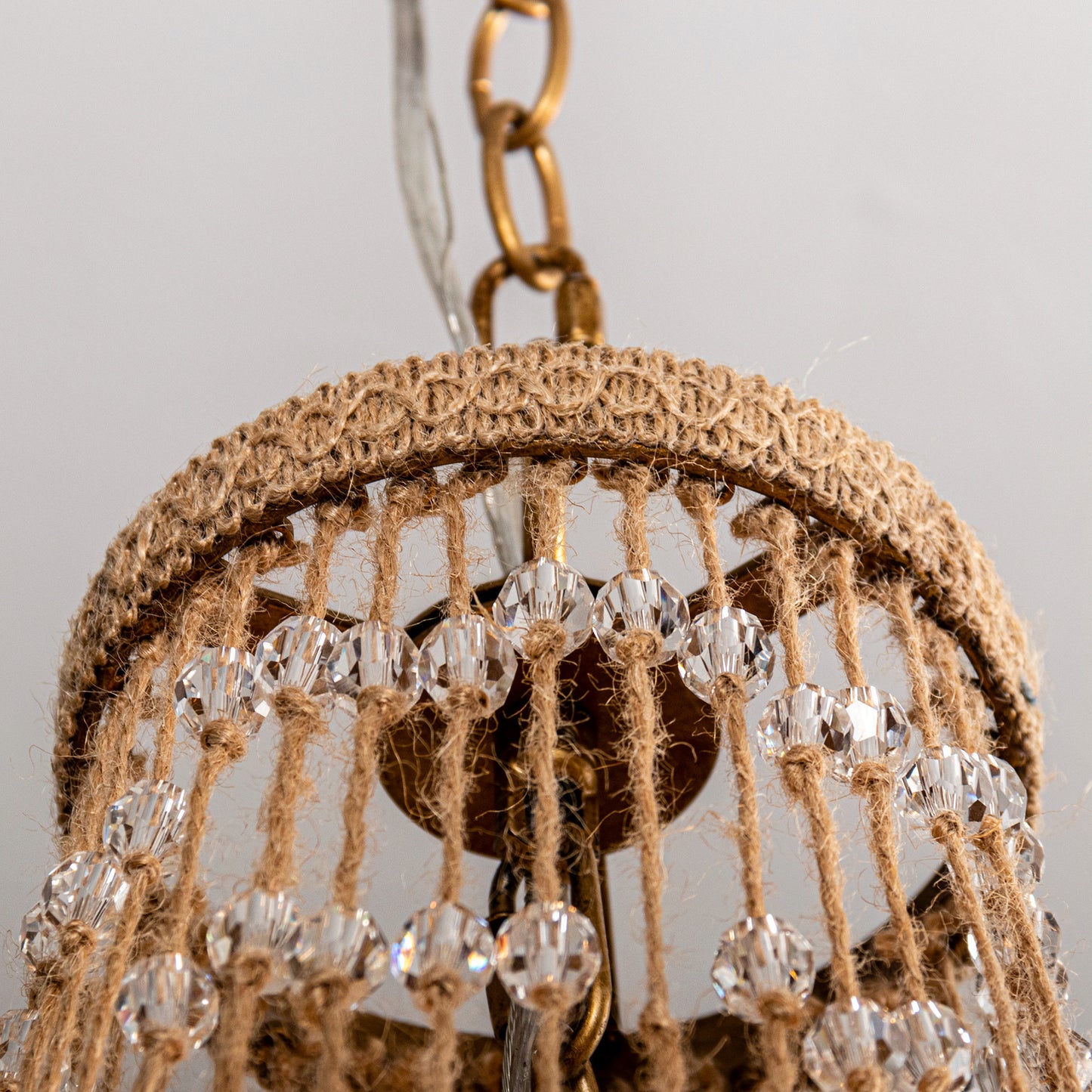 Lusteria 20" Antique Gold Farmhouse Rope Empire 4-Light Chandelier