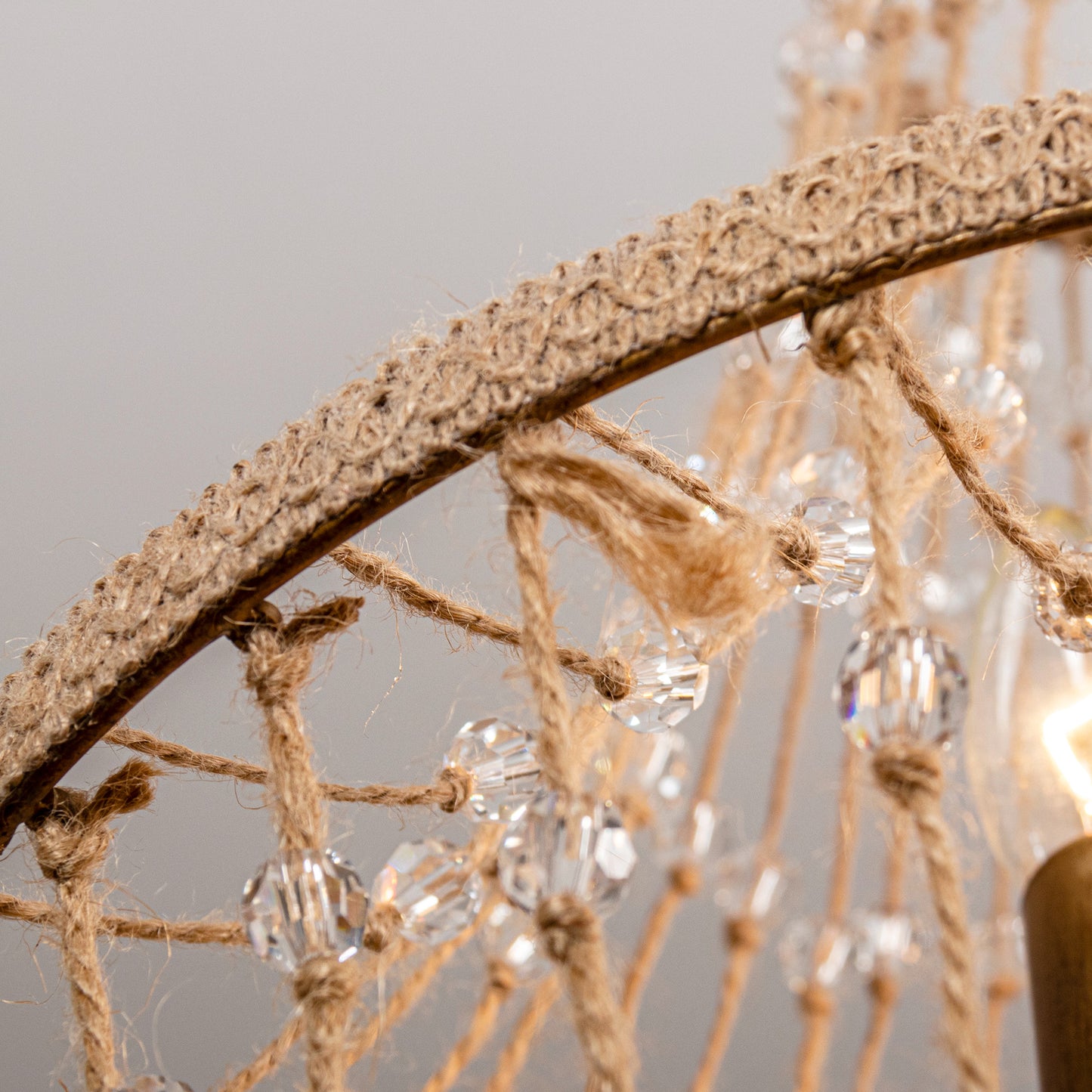 Lusteria 20" Antique Gold Farmhouse Rope Empire 4-Light Chandelier