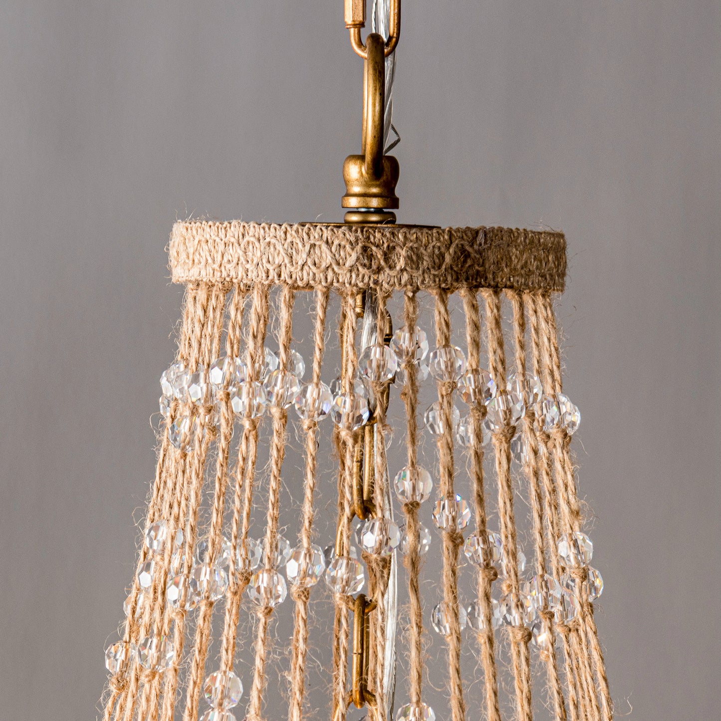 Lusteria 20" Antique Gold Farmhouse Rope Empire 4-Light Chandelier