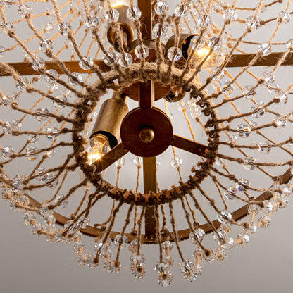 Lusteria 20" Antique Gold Farmhouse Rope Empire 4-Light Chandelier