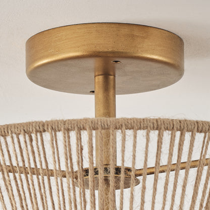Lusteria 14" Boho Caged 2-Light Semi-Flush Mount Ceiling Light