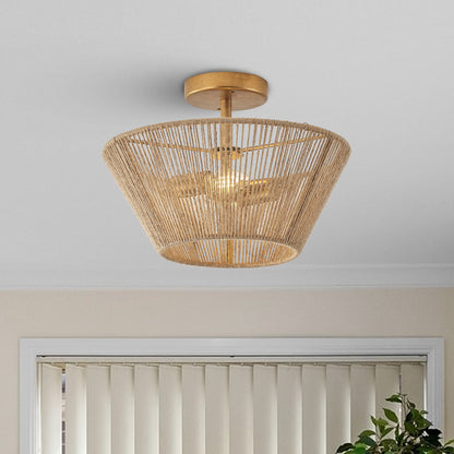 Lusteria 14" Boho Caged 2-Light Semi-Flush Mount Ceiling Light