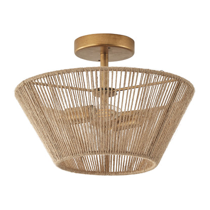 Lusteria 14" Boho Caged 2-Light Semi-Flush Mount Ceiling Light