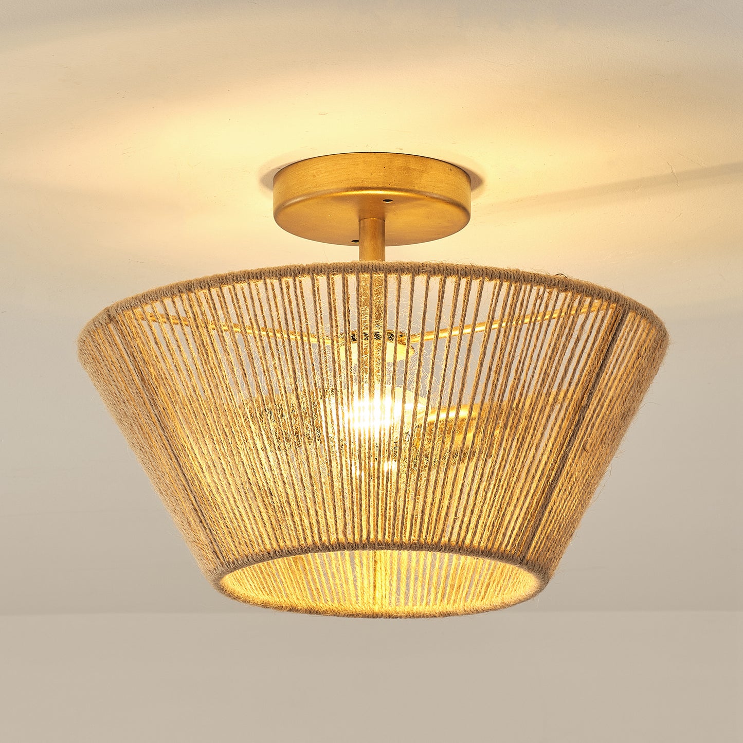 Lusteria 14" Boho Caged 2-Light Semi-Flush Mount Ceiling Light