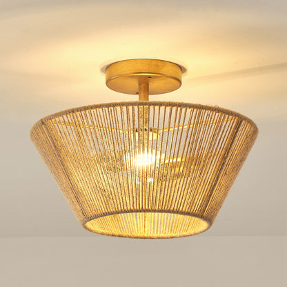 Lusteria 14" Boho Caged 2-Light Semi-Flush Mount Ceiling Light