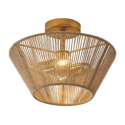 Lusteria 14" Boho Caged 2-Light Semi-Flush Mount Ceiling Light