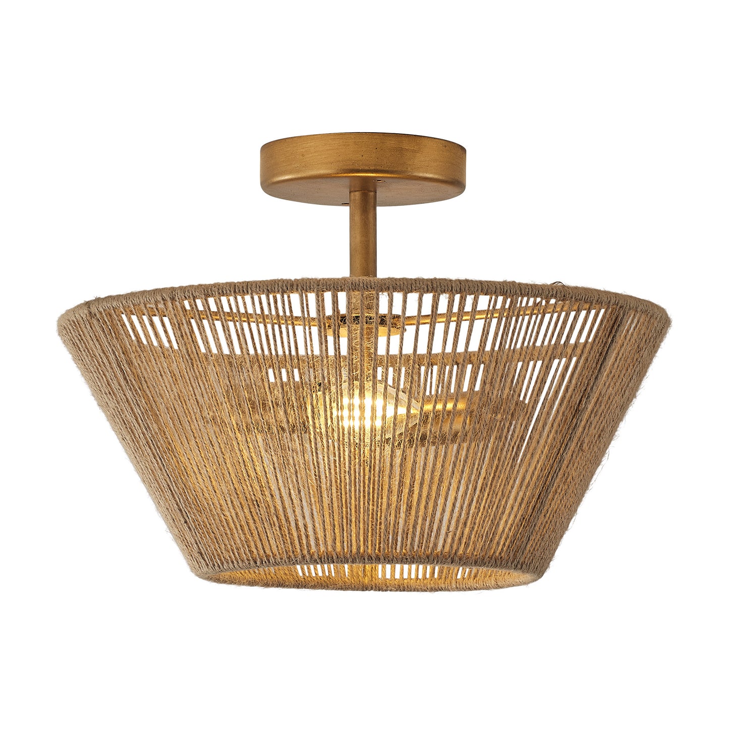 Lusteria 14" Boho Caged 2-Light Semi-Flush Mount Ceiling Light