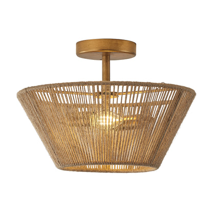 Lusteria 14" Boho Caged 2-Light Semi-Flush Mount Ceiling Light
