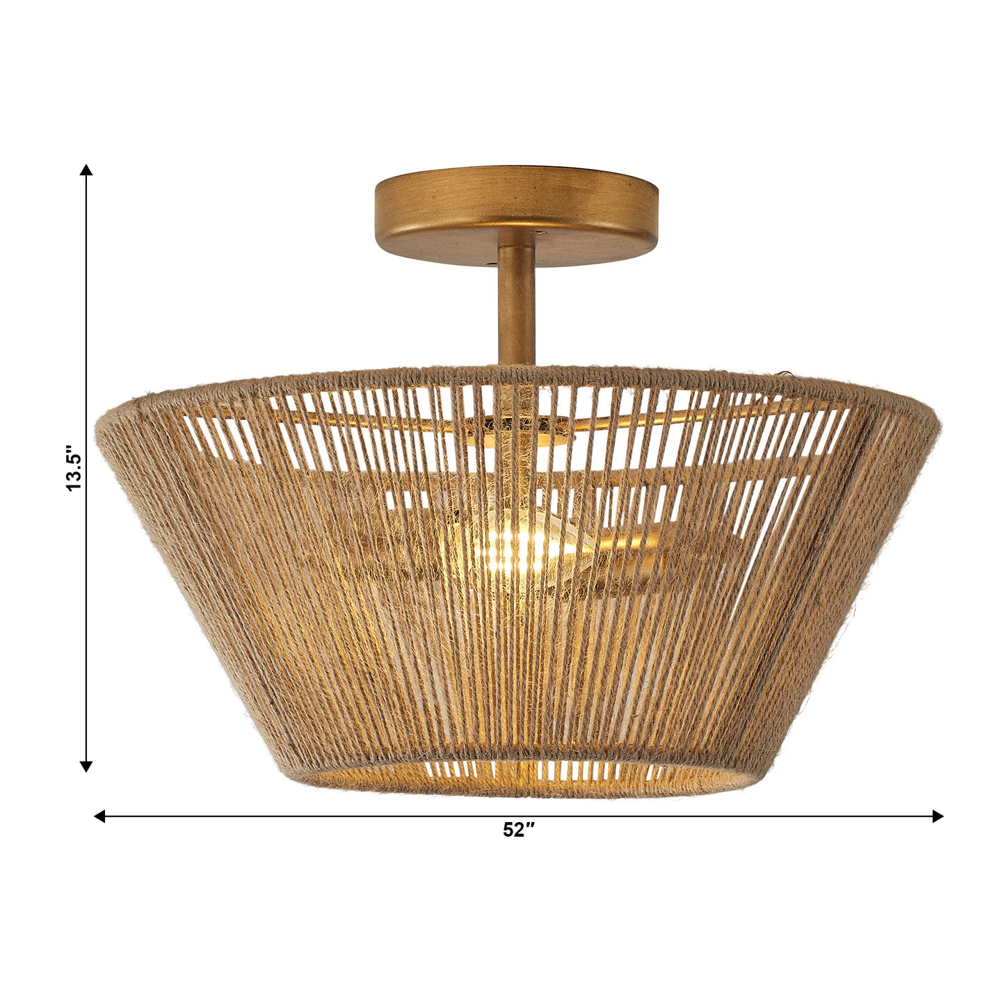 Lusteria 14" Boho Caged 2-Light Semi-Flush Mount Ceiling Light