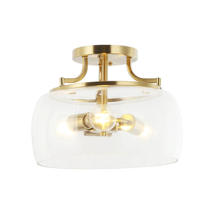 Lusteria 13.8" Modern Gold 3-Light Semi-Flush Mount Ceiling Light