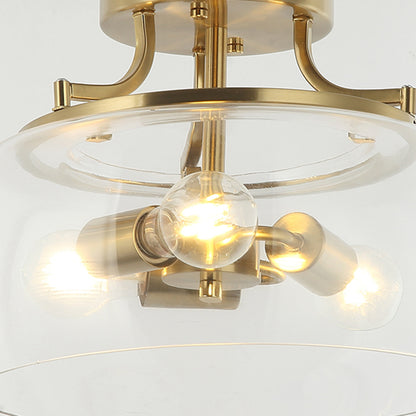 Lusteria 13.8" Modern Gold 3-Light Semi-Flush Mount Ceiling Light
