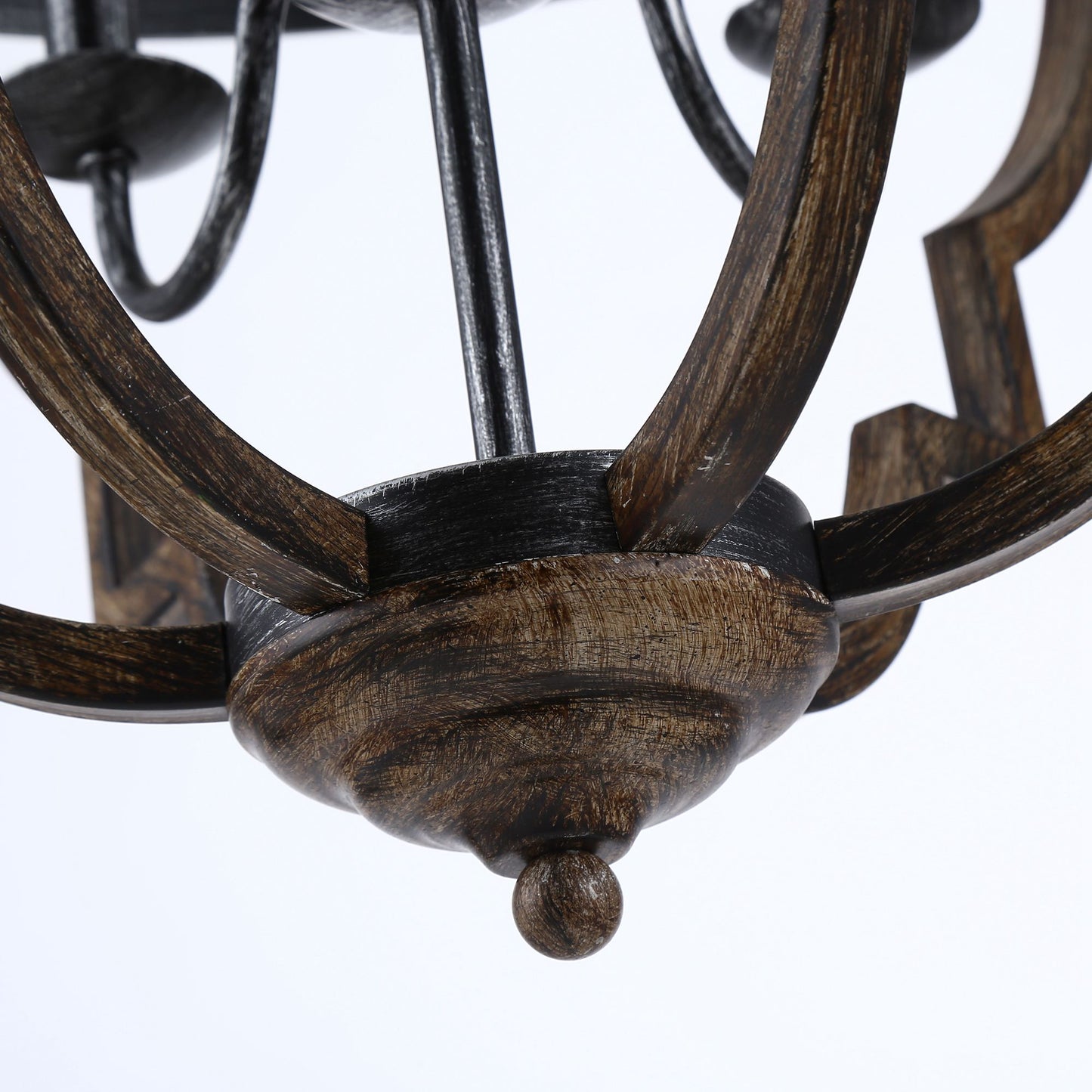 Lusteria Modern Distressed Black 6-Light Lantern Geometric Chandelier