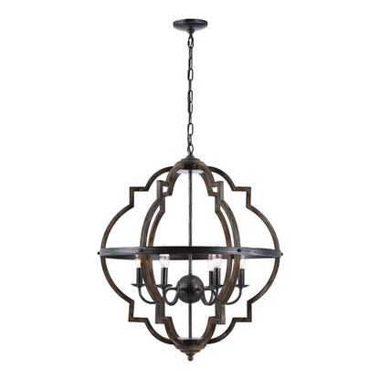 Lusteria Modern Distressed Black 6-Light Lantern Geometric Chandelier