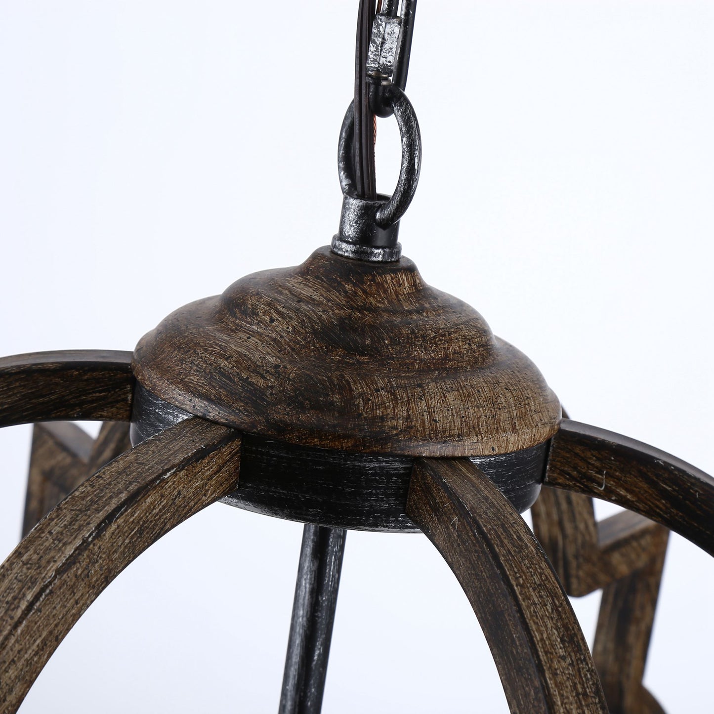 Lusteria Modern Distressed Black 6-Light Lantern Geometric Chandelier
