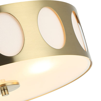 Lusteria 13.8" Modern Gold 3-Light Drum Flush Mount Ceiling Light